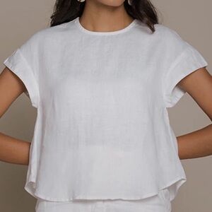 Reistor Sandcastle Saturdays White Linen Cap Sleeve Top Blouse 100% Hemp Small